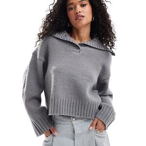 ASOS Design Button Funnel Neck Sweater